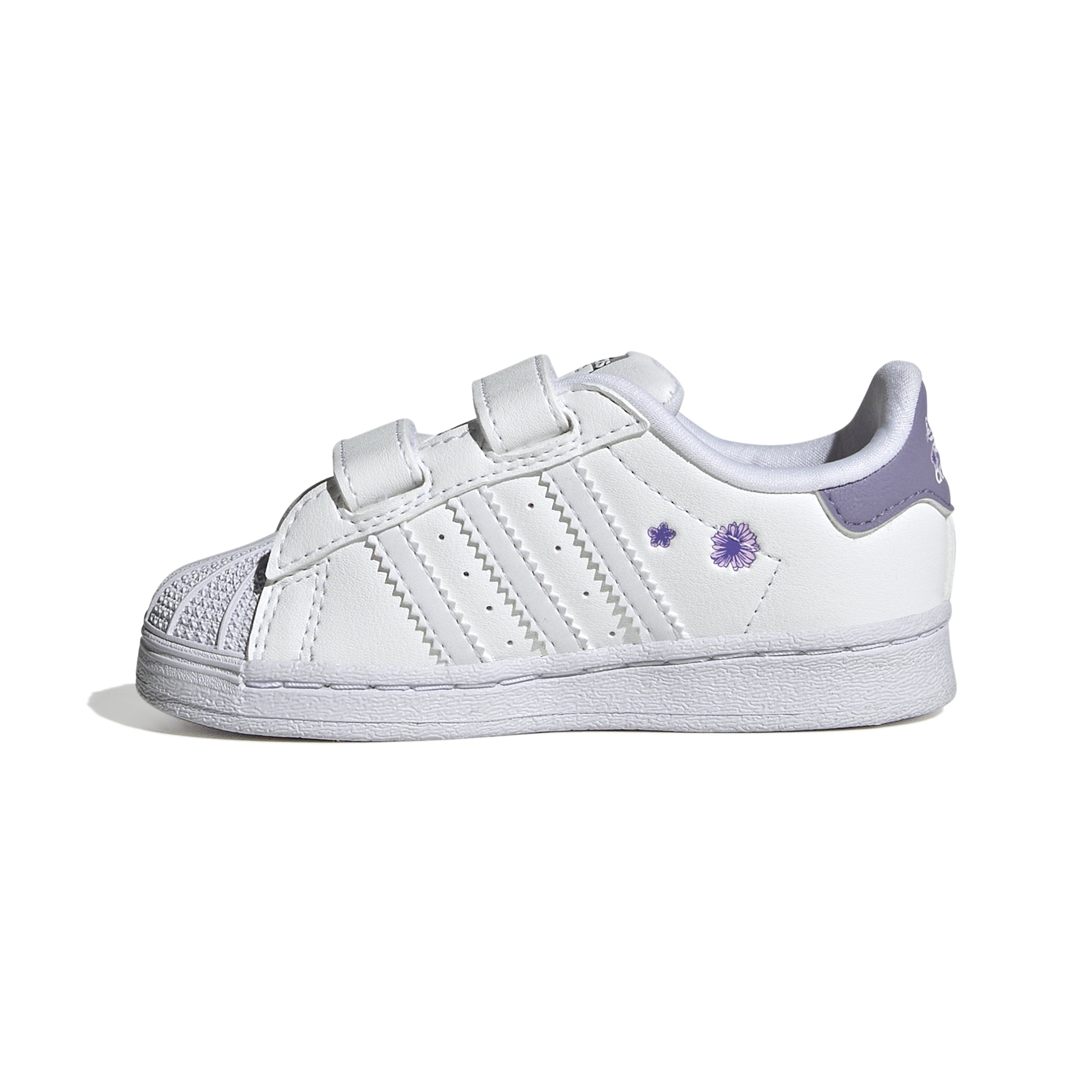 Sneakers albi pentru copii Adidas Originals Superstar - cu imprimeu cu flori