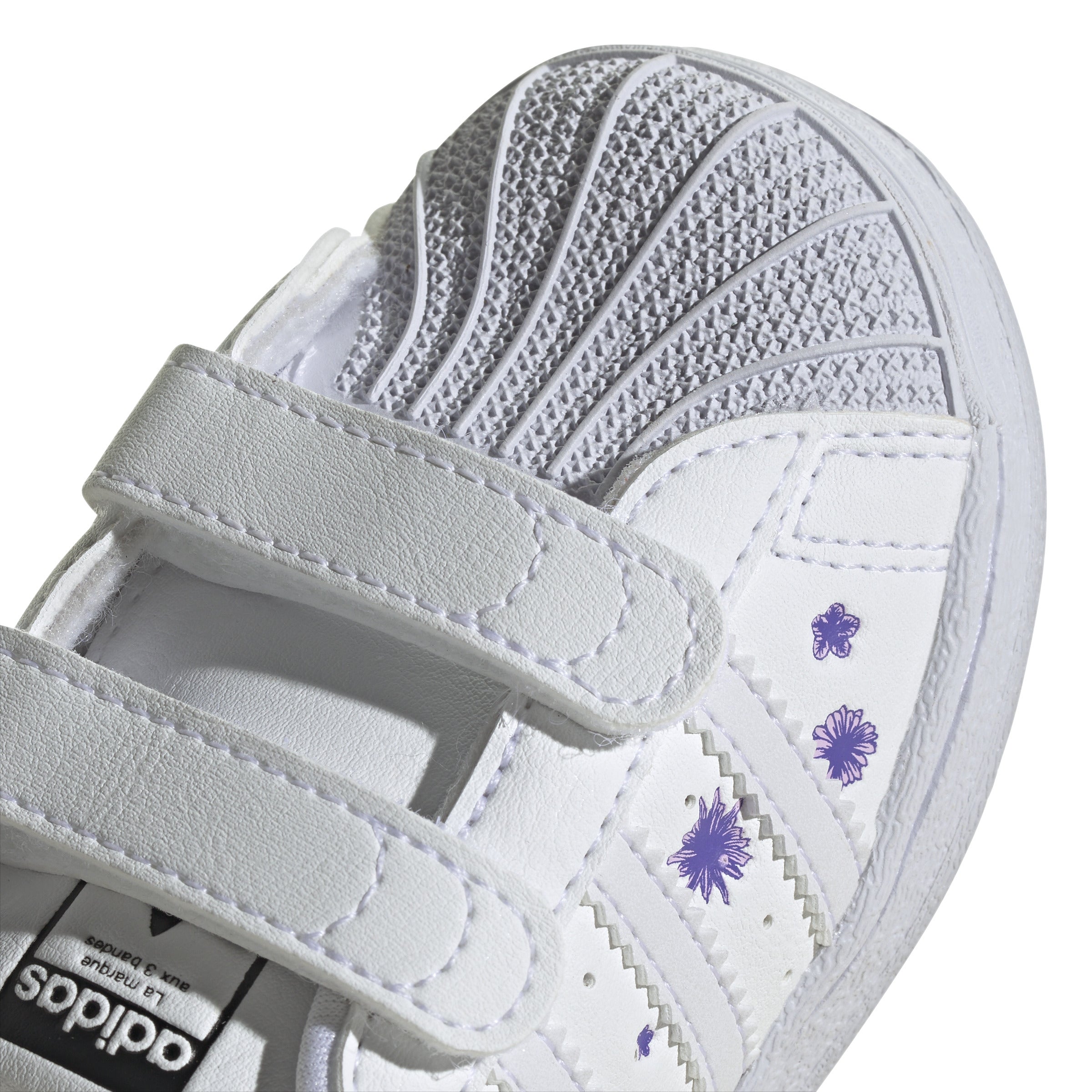 Sneakers albi pentru copii Adidas Originals Superstar - detaliu varf
