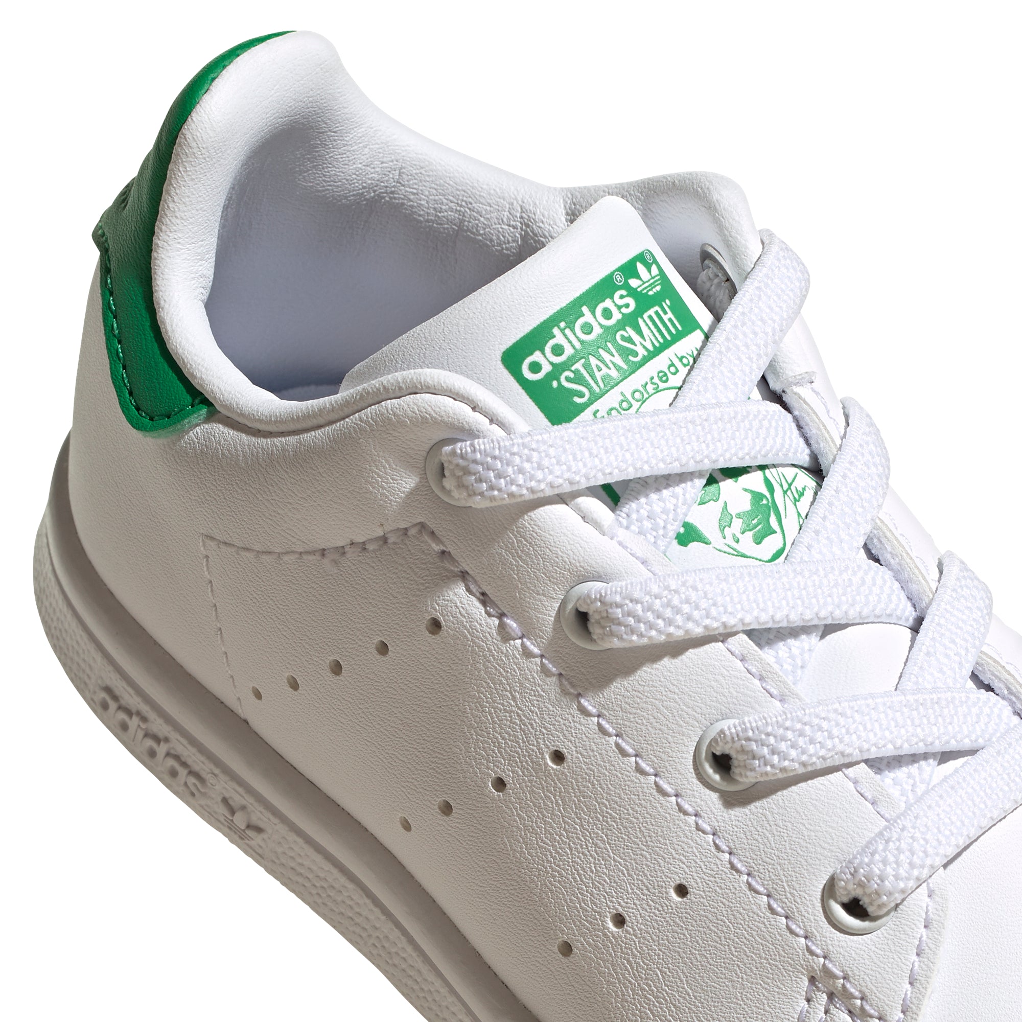 Pantofi sport copii Adidas Originals Stan Smith Primegreen - detaliu siret