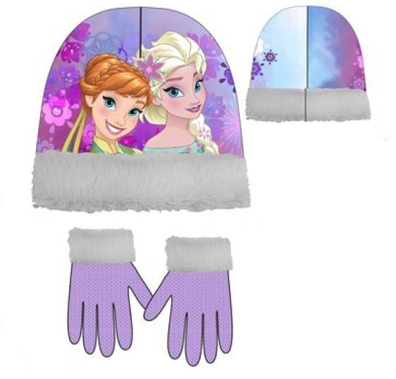 Set 2 piese: caciula, manusi - Frozen de copii - 4-9 ani