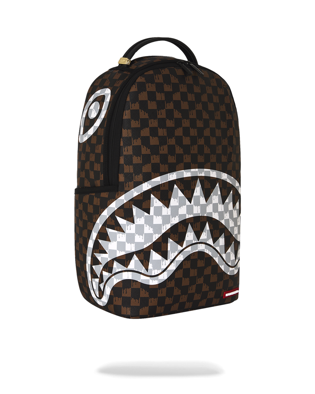 Image of Rucsac Sprayground Brown And Cream Drip Check Shark
