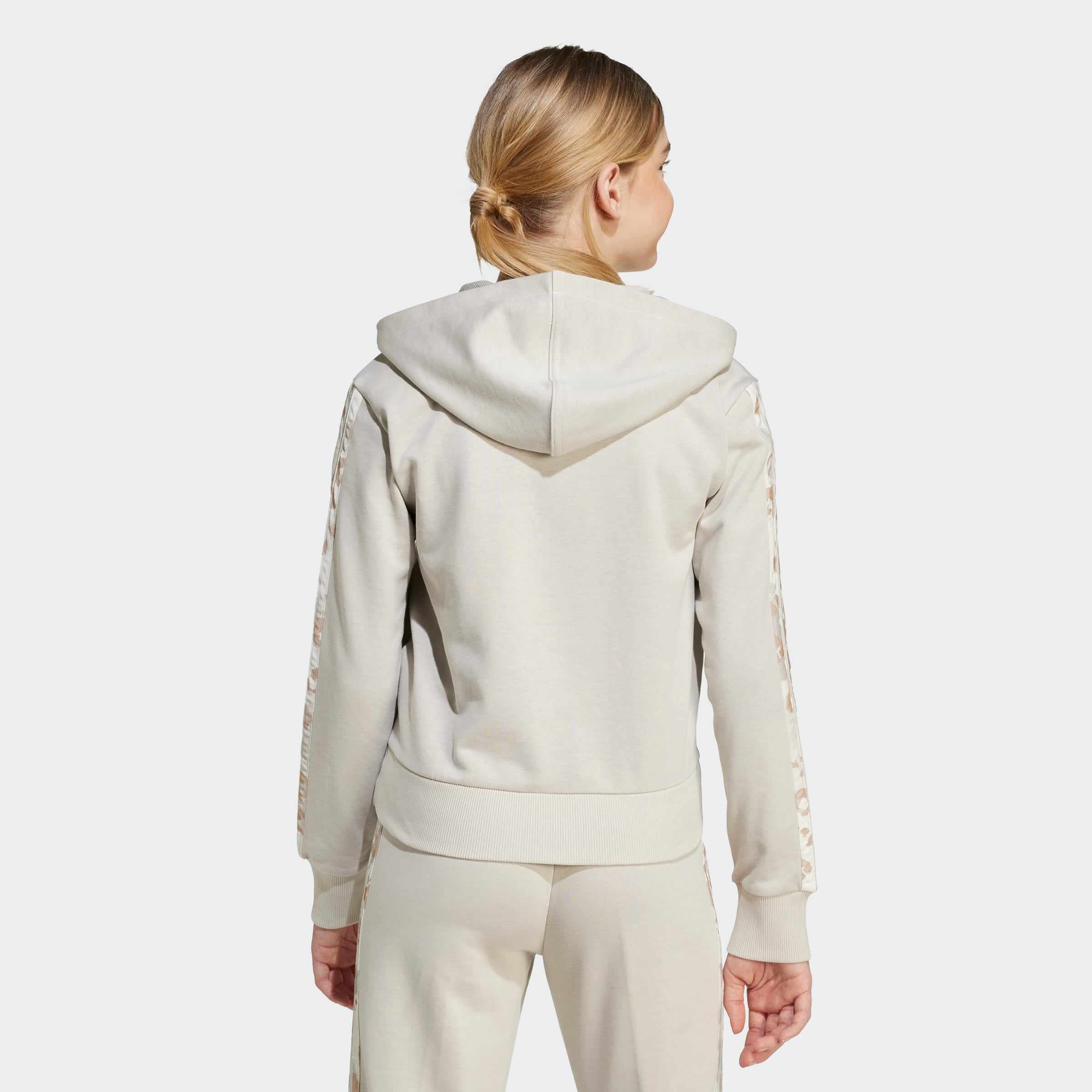 Image of Hanorac Adidas Girls 3-Stripes Animal French Terry Hooded Track Top 8 - 15 Ani