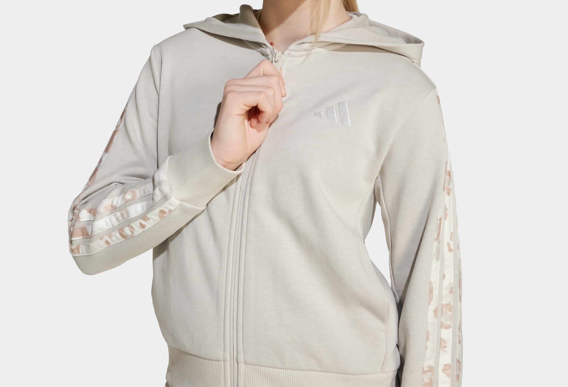 Image of Hanorac Adidas Girls 3-Stripes Animal French Terry Hooded Track Top 8 - 15 Ani