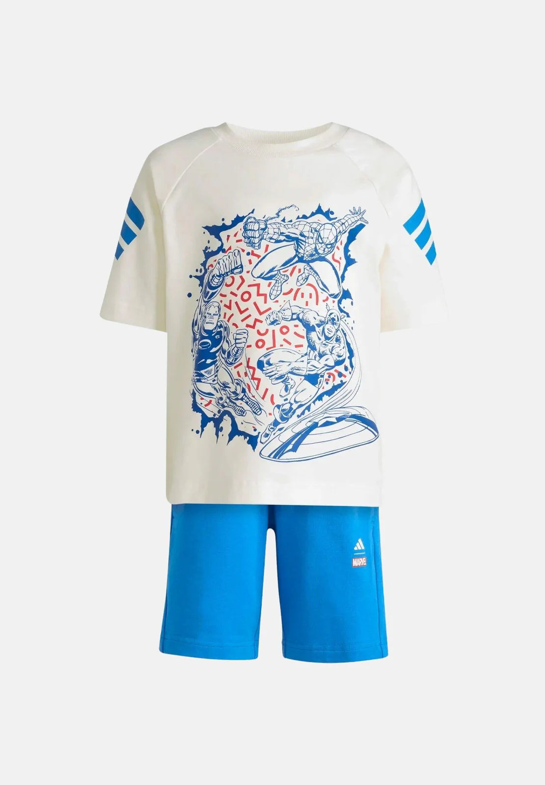 Set tricou si pantaloni scurti adidas Little Kids Marvel Avengers 3 - 8 Ani