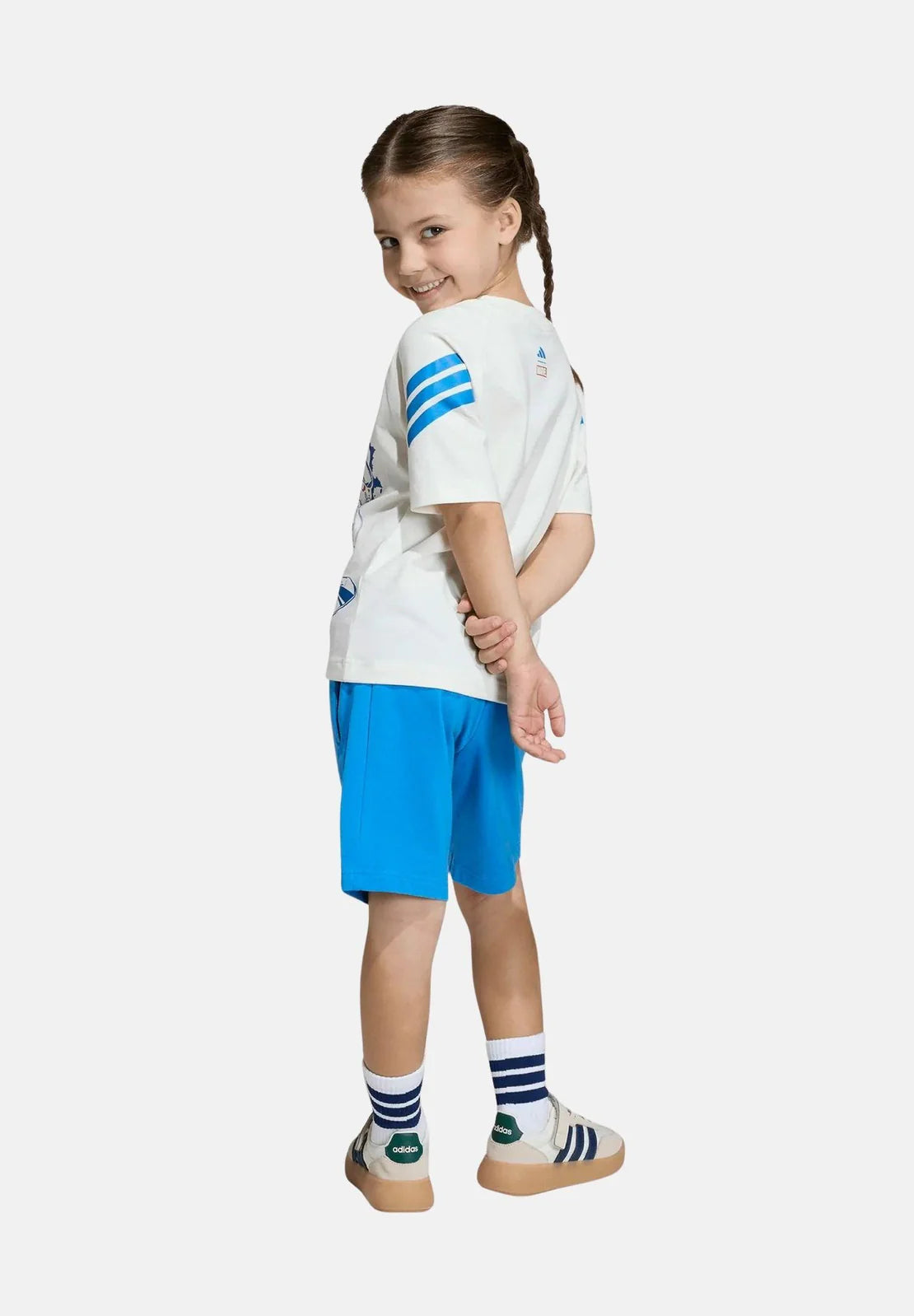 Set tricou si pantaloni scurti adidas Little Kids Marvel Avengers 3 - 8 Ani